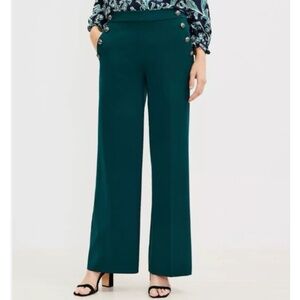 LOFT Emerald Green Sailor Wide Leg Trouser Pants Size 6